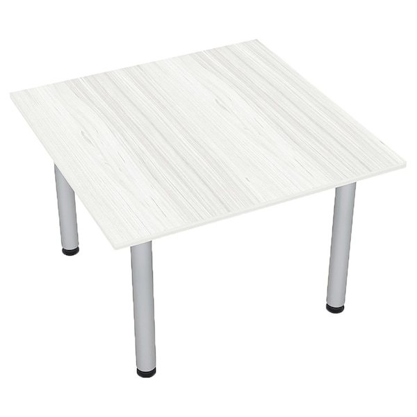 Square 4 Person Conference Room Table, 46" W, 46" L, 29" H, White Cypress